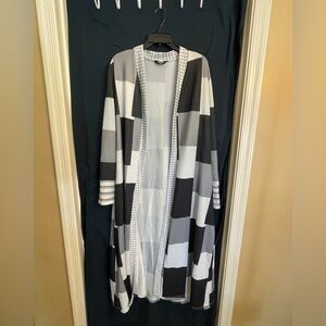 Grey, Black and White Duster Sweater